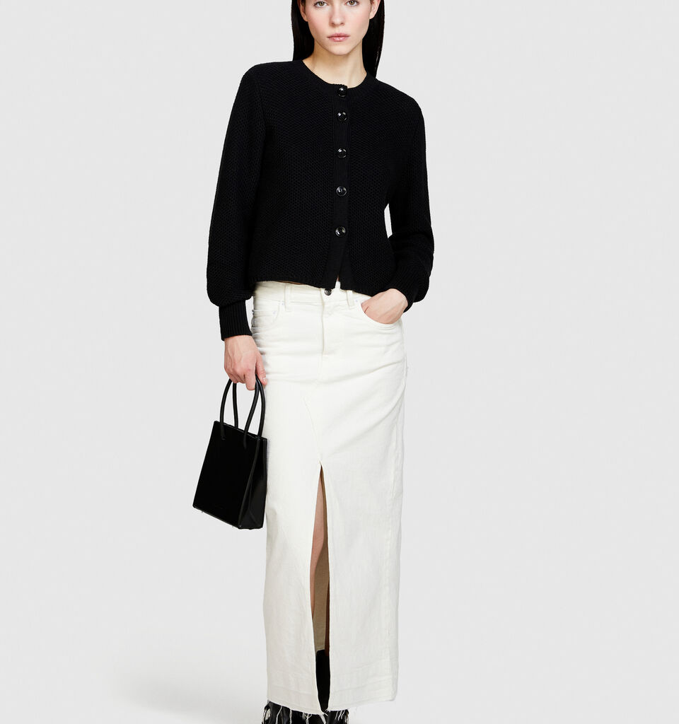 Cardigan with buttons - women's cardigans - Black | Sisley image number 1
